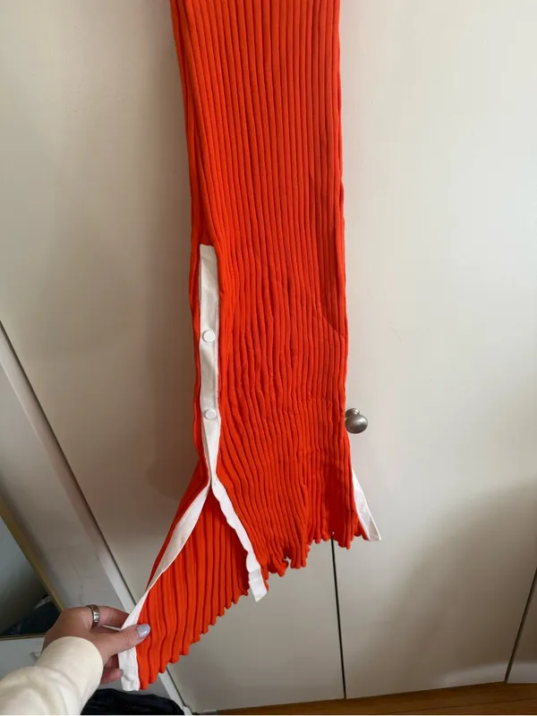 SOLID & STRIPED Orange Ribbed Maxi Dress with White Trim - Image 4