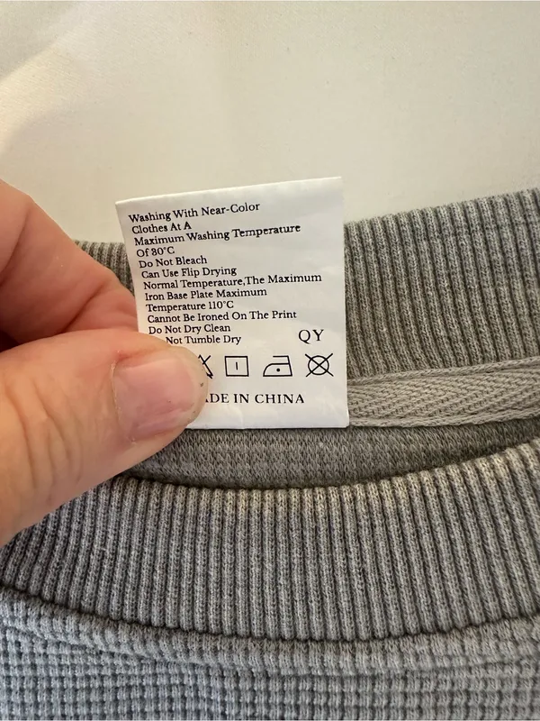 Fiable womans Gray Waffle Knit Crewneck Pullover Sweatshirt XL new - Image 6