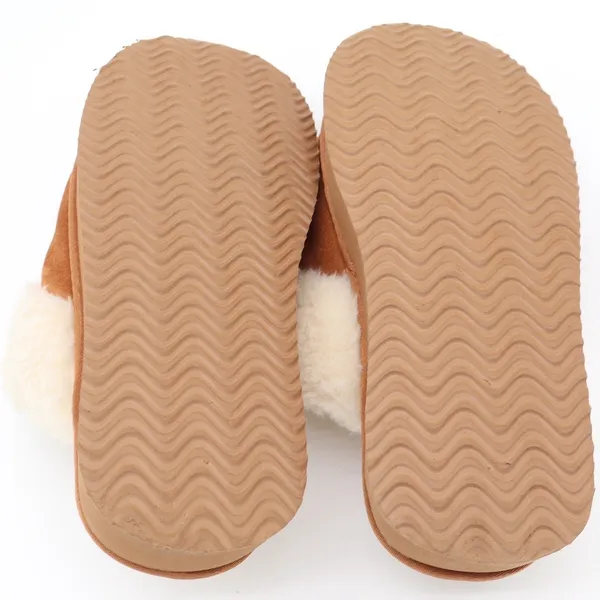 Chestnut Faux Suede Platform Slippers Faux Fur Lined Mule Clogs Women Size 9 - Image 6