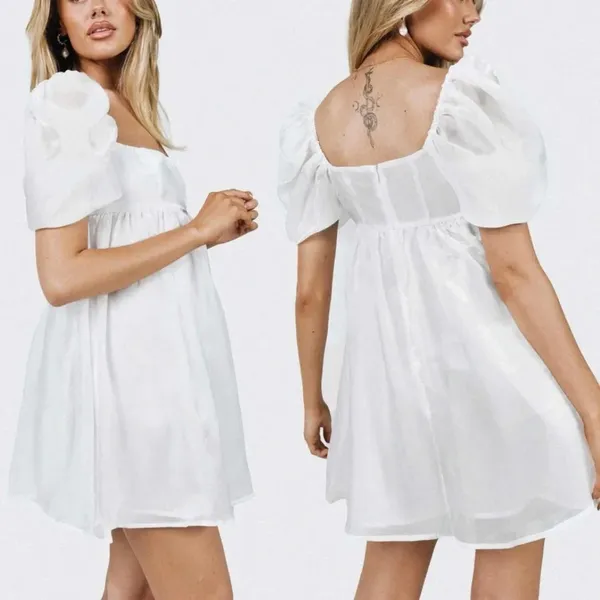 Princess Polly Alaya Shimmery White Mini Dress Sz 6 NWT Rush Sorority - Image 2