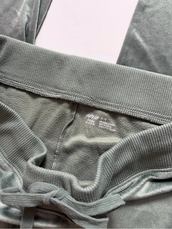 Aerie Dreamy Velour Low Rise Lounge Pants, Green, Size M - Image 5