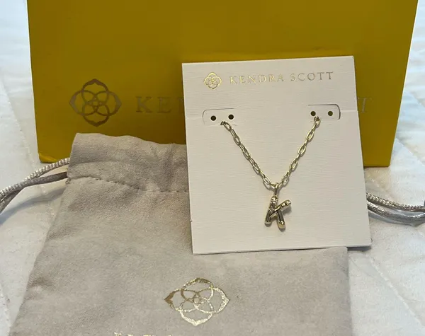 Kendra Scott Gold Letter K Necklace Crystal - Image 2