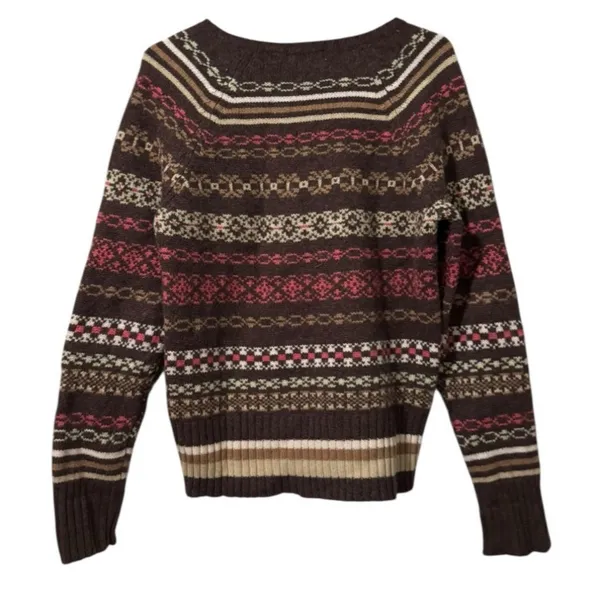 Old‎ Navy Fair Isle Sweater V Neck Pullover Lambswool Sz Large Holiday Christmas - Image 2