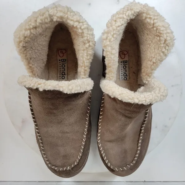 Blondo Serene Slippers Womens 11 Brown Suede Sherpa Lining Waterproof Moccasin - Image 5