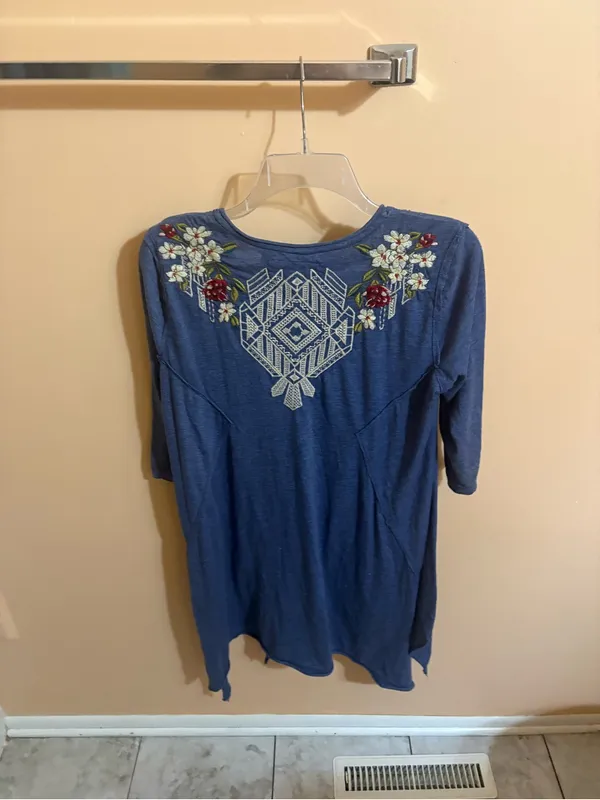 Johnny Was blue floral embroidered tunic dress - Image 3