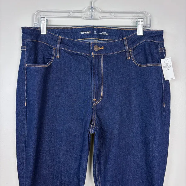 Old Navy Mid-Rise Wow Boot-cut Dark Wash Jeans Denim Casual NWT Size 14 Short‎ - Image 3