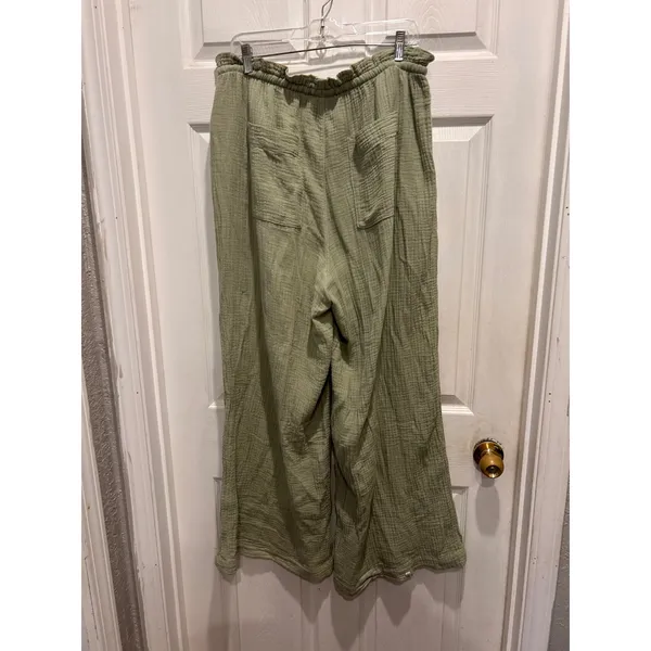 Universal Thread Sage Green Cotton Gauze Wide Leg Pants Womens Large High Rise - Image 4