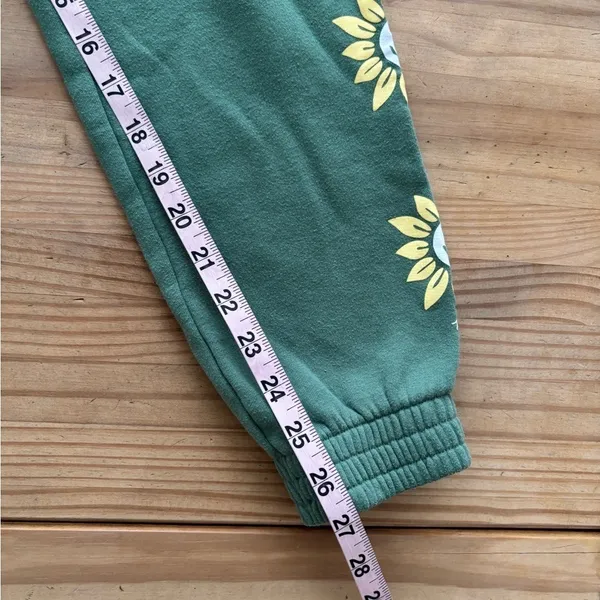 Victoria's Secret PINK Green Sunflower Smiley‎ Face Fleece Joggers Sweatpants - Image 7