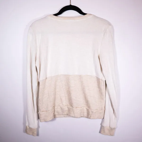 Beyond Yoga Cross Paths Long Sleeve Crew Terrycloth Pullover Oatmeal Sweater S - Image 3