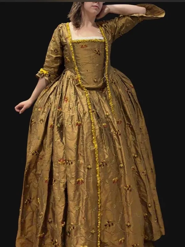 Gold rococo 18th century dress Size L - Image 3