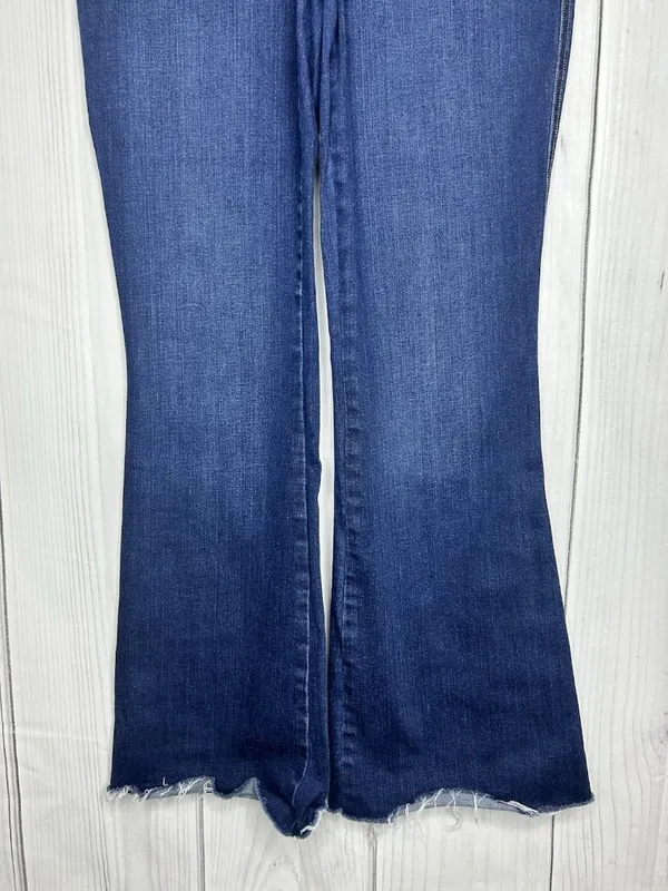 Spanx Flared Denim Jeans Raw Edge Hem Rise Sz XL (34x30) 20327R - Image 3