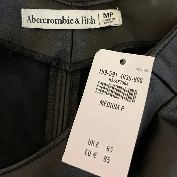 Abercrombie & Fitch Womens Black Faux Leather Sleeveless Shift Mini Dress Size M - Image 7