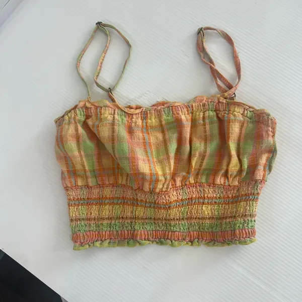 Billabong Crop Top Womens Small PlaidCoastal Cottage Milkmaid Y2K Feminine M - Image 2