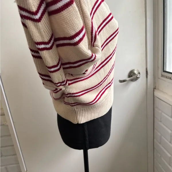 Pink Cambridge Knit Polo Oversized Cropped Sweater large‎ preppy coastal resort - Image 6