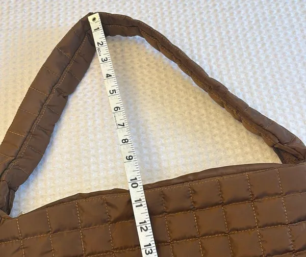 NEW! Brown Quilted Tote Bag Lightweight Nylon Oversized Active Boho Streetwear - Image 11