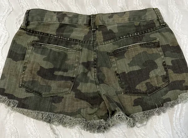 Camo High Rise Destroyed Cut Off Jean Short - Image 2