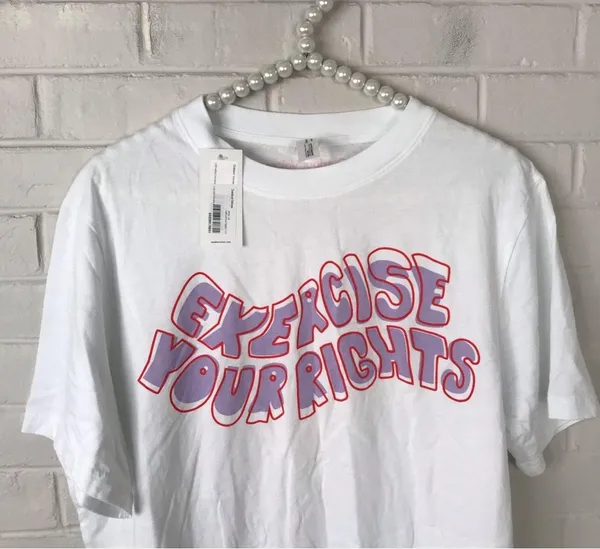 NWT Outdoor Voices Limited Edition Exercise Your Rights White Tee Size M - Image 3