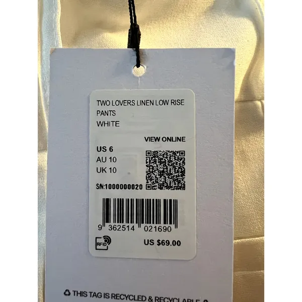 Princess Polly Two Lovers Linen Low Rise Pants White Size 6 New - Image 7