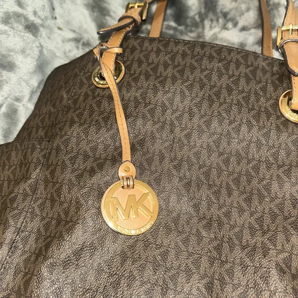 Michael Kors‎ Jet Set Travel Large Mk Signature Logo Tote Handbag Brown 30S11T4B - Image 3