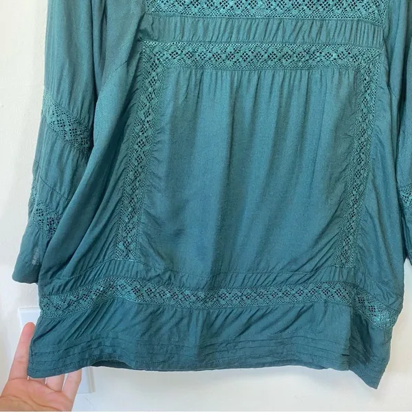 ROLLER RABBIT Embroidered 3/4 Sleeve Viscose Blouse in Emerald Green Sz XS - Image 6