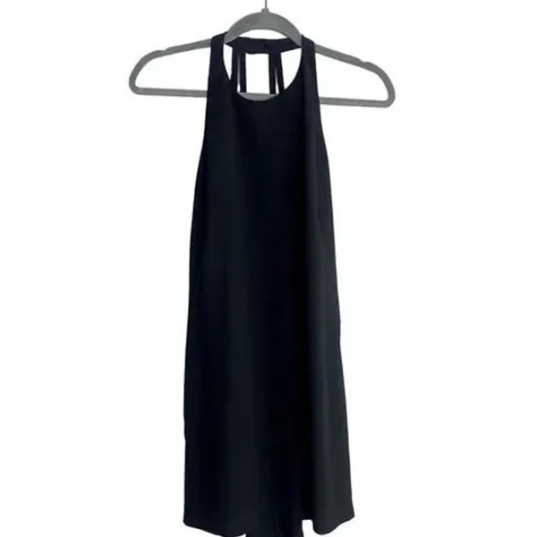Zara Lightweight Sleeveless Shift Mini Dress Halter Snap Neck Strap Back M Black - Image 12