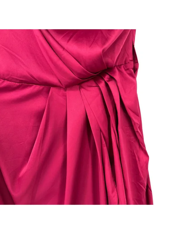 Lulus One Shoulder Asymmetric Satin Cocktail Party Midi Dress Red Size XS NWOT - Image 4