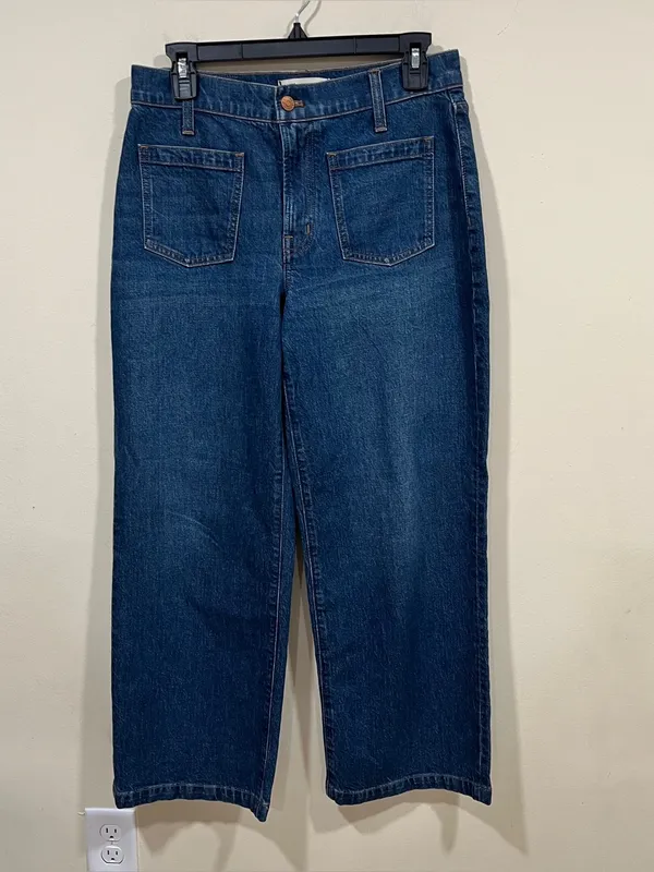 Madewell Women's The Perfect Vintage Wide-Leg Jeans size 28 petite blue - Image 3