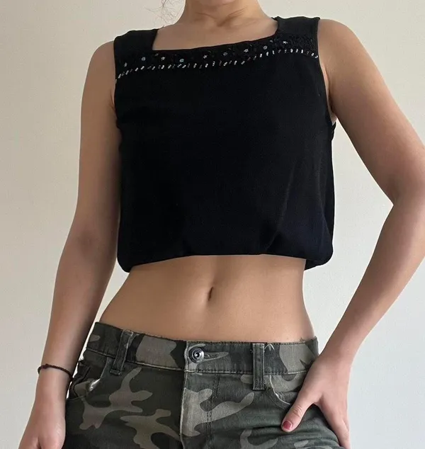 Knit Beaded 90s Top Black - Image 6