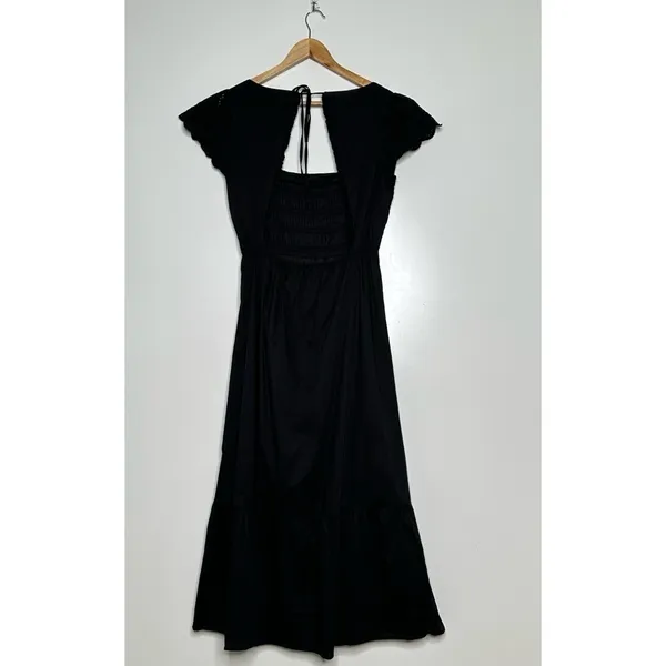 Jason Wu Black Open Back Eyelet Smocked Maxi Dress Size Large - Image 6