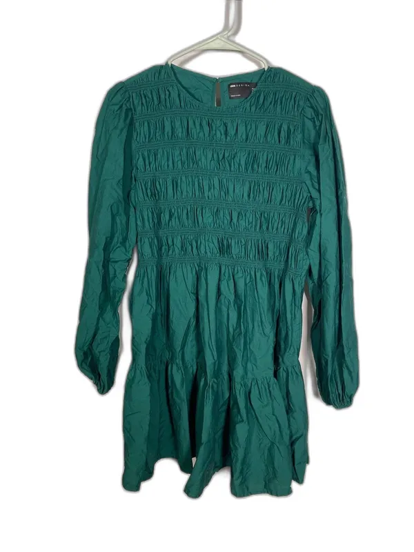 Asos Womens Cotton Shirred Mini Smocked Dress Green 6/Medium - Image 2