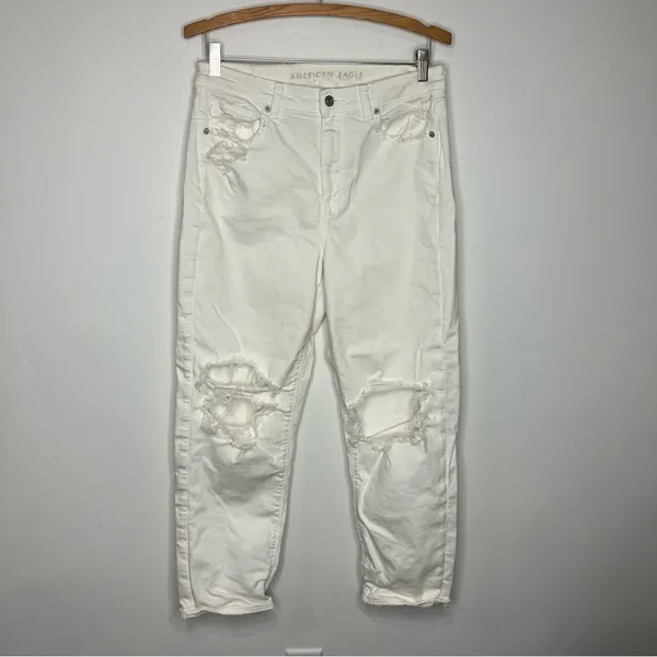 American Eagle‎ Outfitters white Mom Straight Jeans size 10 - Image 4