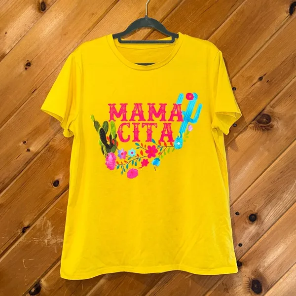 “Mamacita” Mama yellow cactus Mexican themed tshirt - Image 2