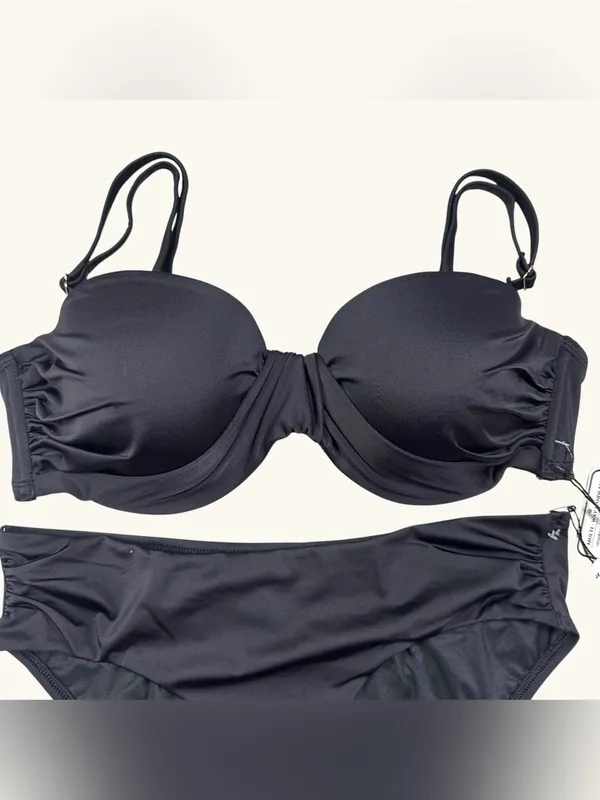 A.Ché Black Bandeaucc Underwire Bikini Set T5 32DDD 34DD 36D 38C 40B BottomL NWT - Image 6