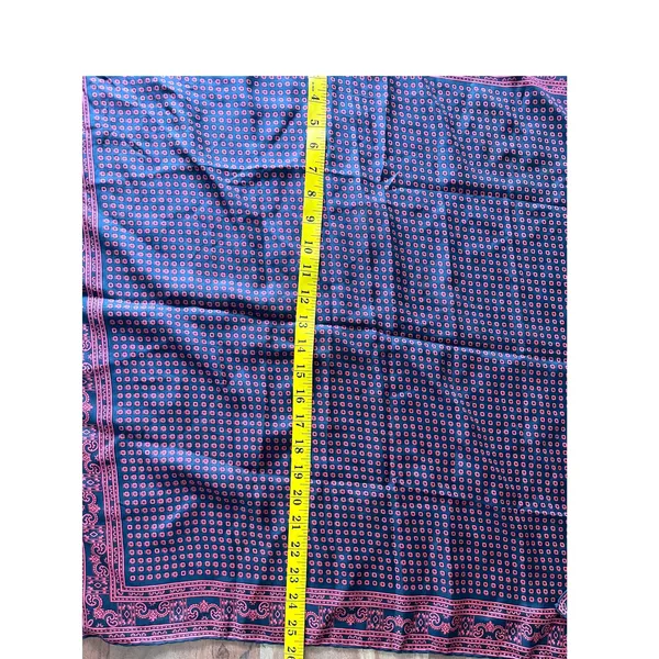 70's vintage geometric foulard square neck scarf bandana silk navy red wrap - Image 6