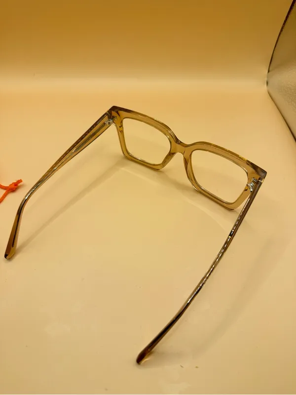 glam Women's Clear Beige Square Glasses - Image 6