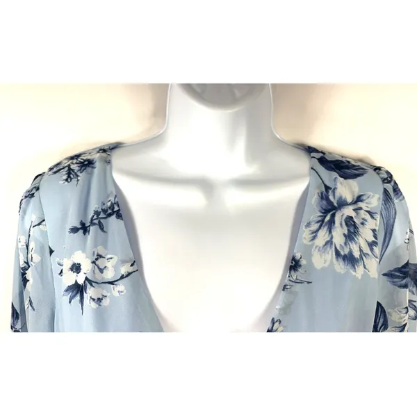 Sugar Lips Maxi‎ Dress Womens Size S Pale Blue Floral Tiered Long Sleeve Cottage - Image 15