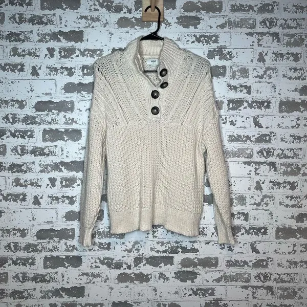 Aerie | women cream knitted Henley sweater - Image 6