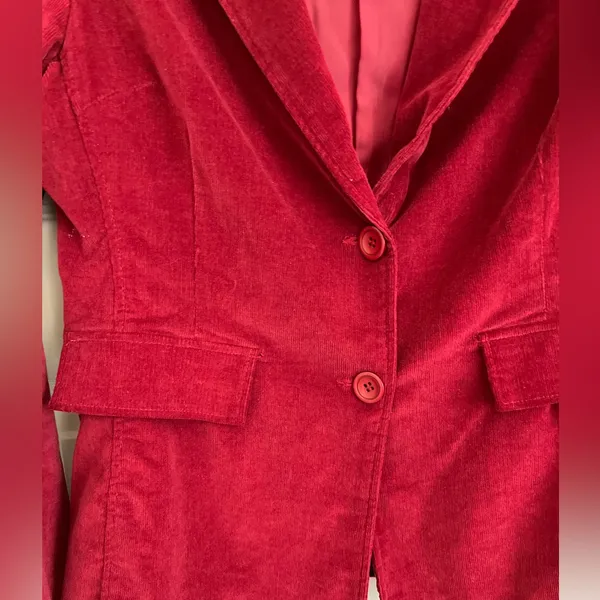 XXI‎ Brand Deep Red Corduroy Jacket Blazer Button Front Stretch Size L - Image 4