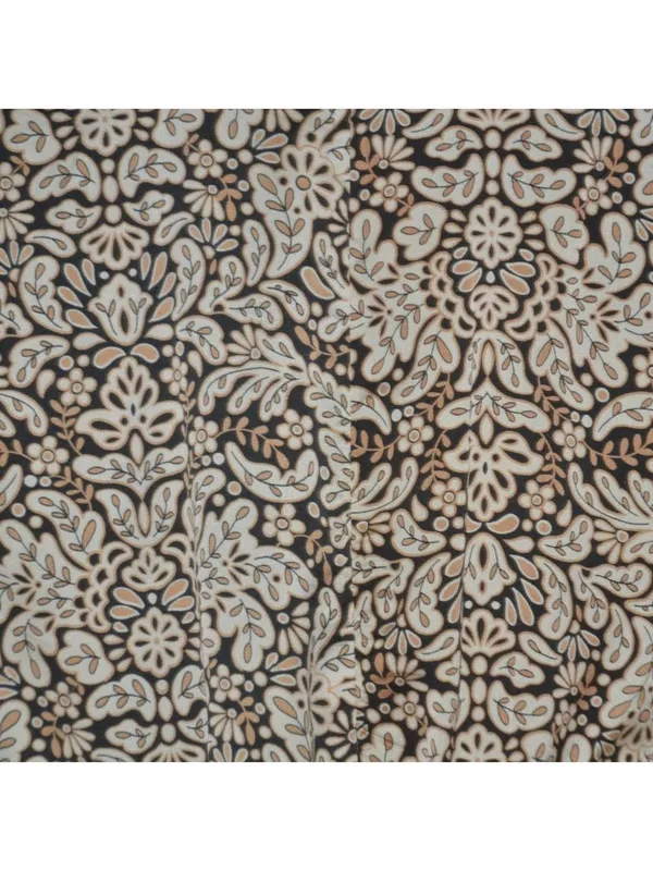 MSK Jumpsuit Womens L Black Beige Paisley Wide Leg Smocked Waist Boho - Image 6
