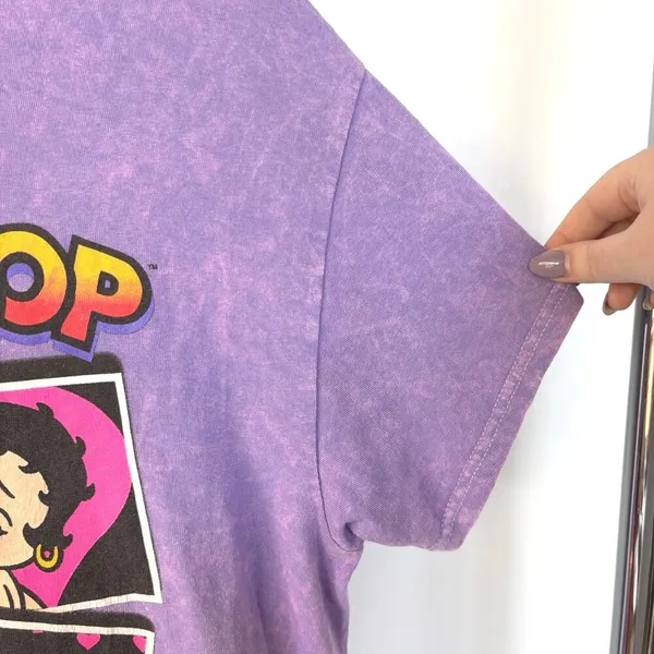 Betty Boop Purple Acid Wash Graphic T-Shirt Old School Cartoon Small - Image 4