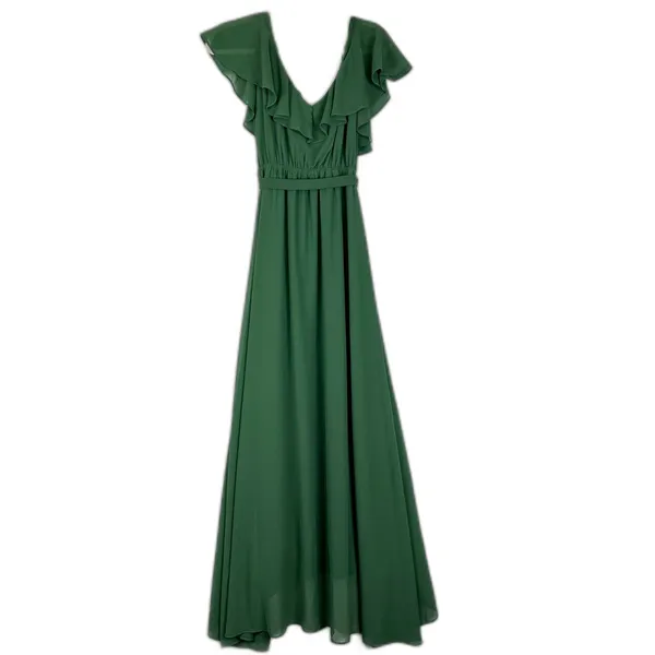 Baltic Born Katya Ruffle Maxi Dress Size Small Evergreen Chiffon - Image 6