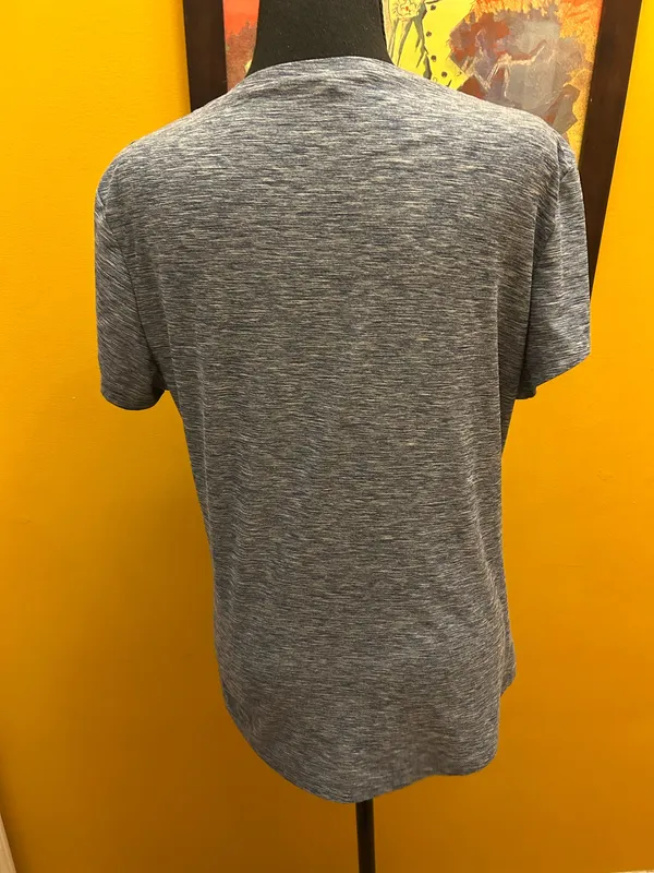 Women’s Ebb & Flow Blue Heather Slinky V Neck Yoga Top Size L - Image 2