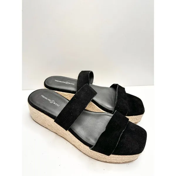 Treasure & Bond Sandals Size 8.5 Suede‎ Upper Black Platform Espadrille Open Toe - Image 2