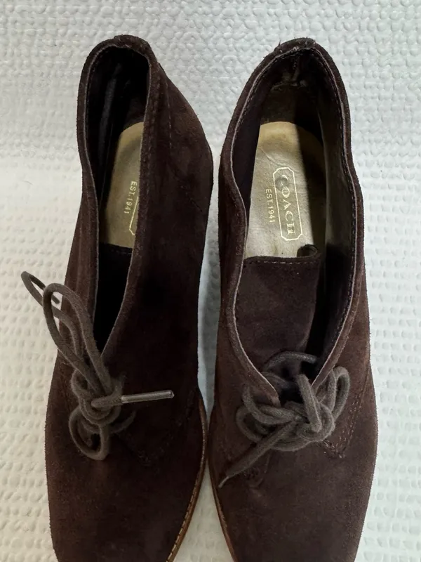 Coach Women's Suede Lace-Up Wedge Ankle Boots - Dark Brown - Image 4