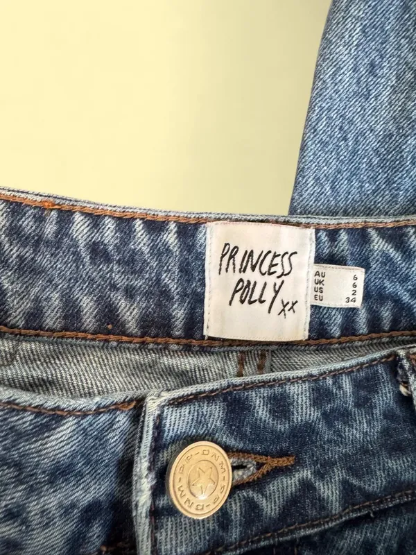 Princess Polly Blue Denim Carpenter Wide Leg Jeans - Image 4