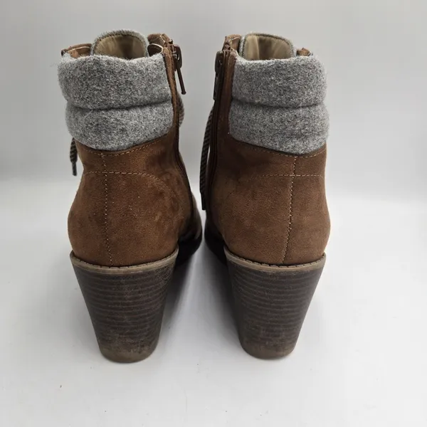 R2 Wenda Wedge Ankle Boots Womens 7M Brown Gray Cottagecore Combat Style Lace Up - Image 10