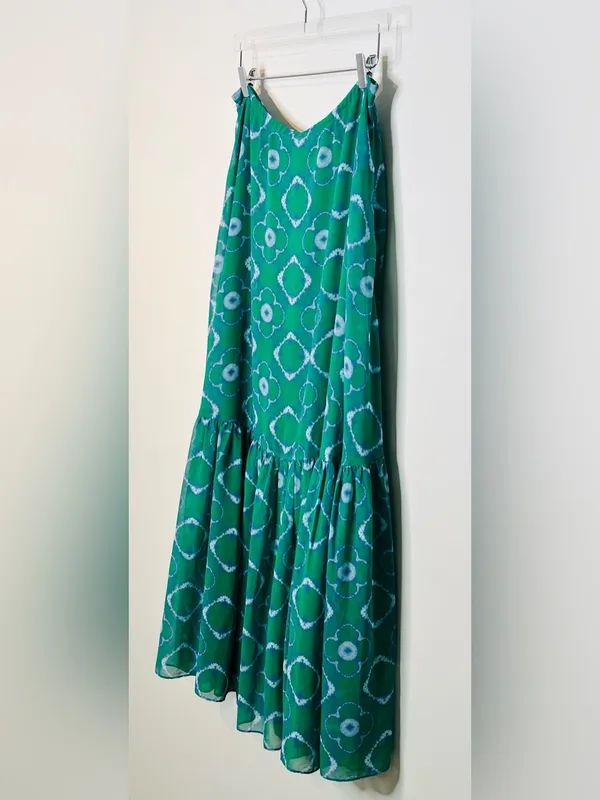 Alexis Green Meadow Tie Dye Chiffon Print Tassel Tie Maxi Skirt - Image 7