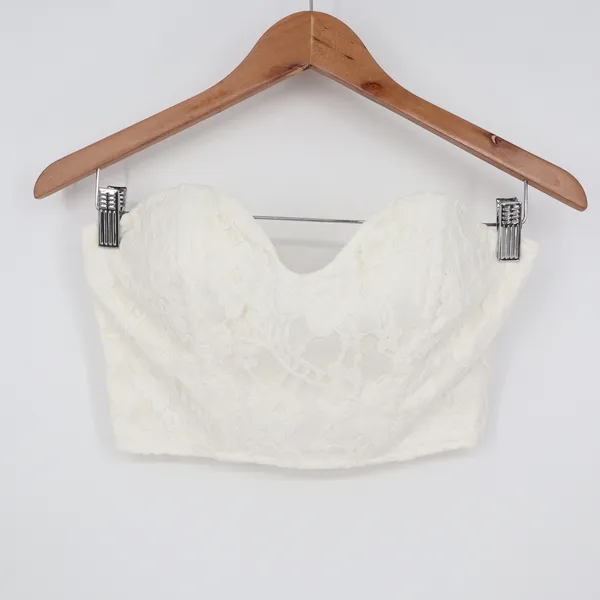 Naked Wardrobe White Lace Bustier Crop Top Sweetheart Small - Image 2