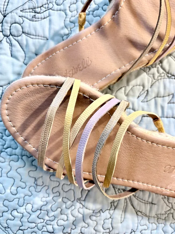 MADEWELL Kathryn Colorful Strappy Leather Espadrille Slide Sandals Pastel~7.5💛 - Image 6