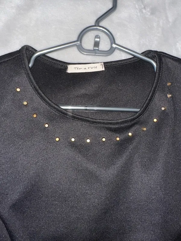 Tea n Rose Sleeveless Black Gold Stud-Accent Fit-and-Flare Mini Dress - Image 3